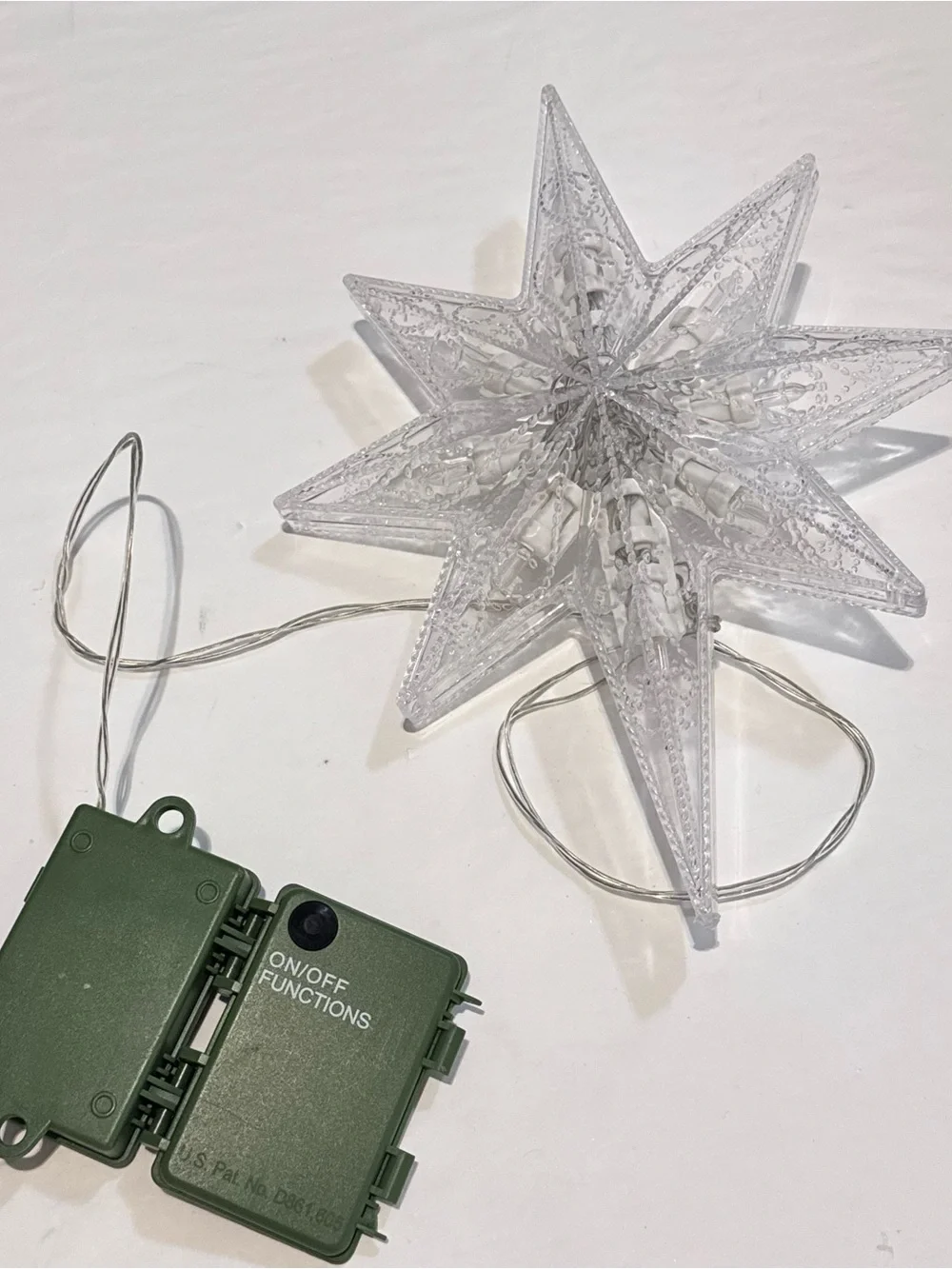 🌴 Clear LED Star Tree Topper with Battery Pack - Home Holiday